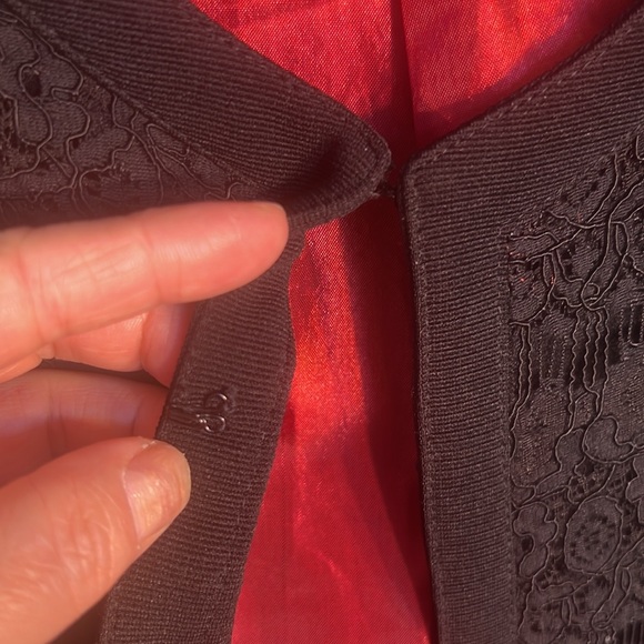 S Women's Black/Red Open Front Office Work Business Casual CropSuit BlazerJacket - Picture 6 of 8